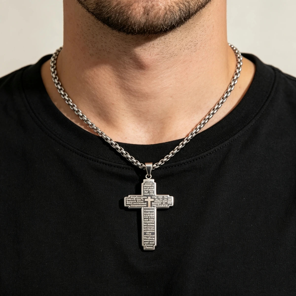Stainless steel cross pendant necklace