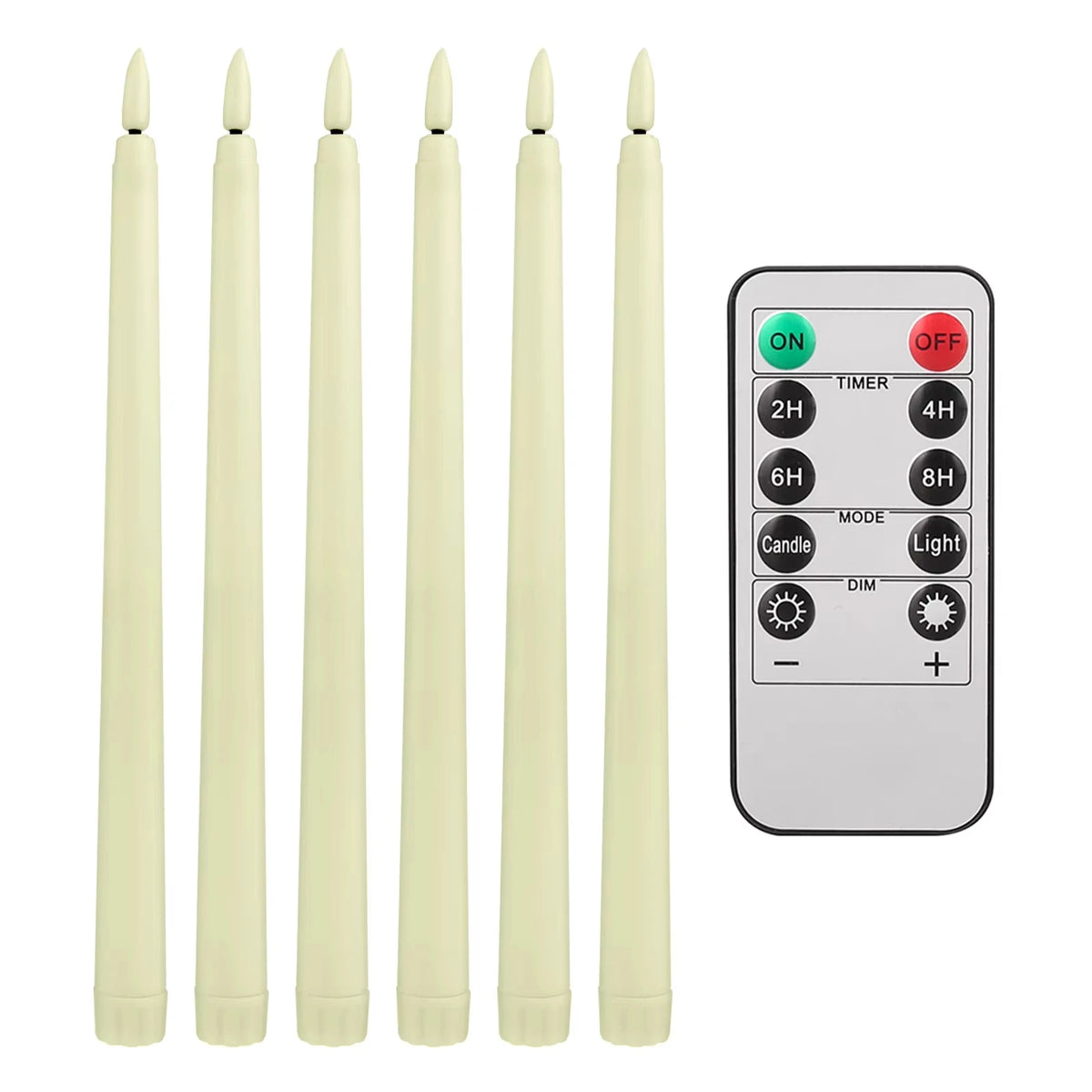 Ivory flameless taper candles with remote