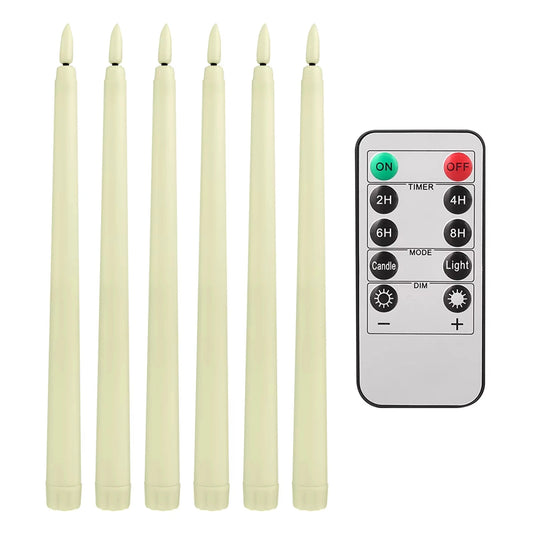 Ivory flameless taper candles with remote