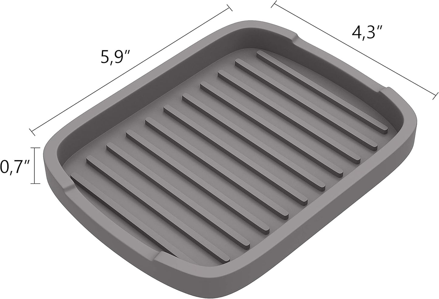 ZAPPOWARE Silicone Sponge Holder -Soap Tray - 5.9" X 4.33" Set -2Pcs (Gray)