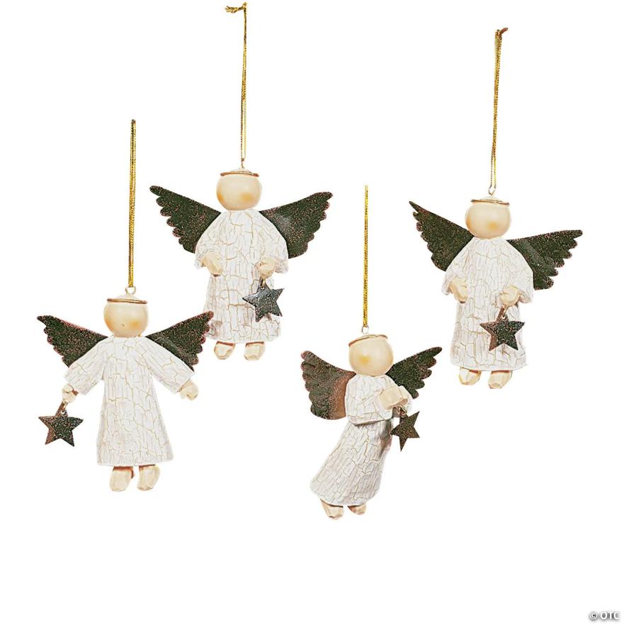 Sparkling angel resin ornament, front view