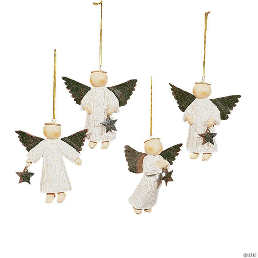 Sparkling angel resin ornament, front view