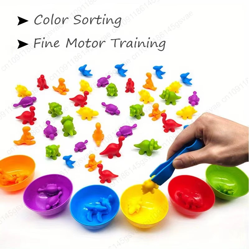 56/36Pcs Rainbow Sorting Game Animal Puzzle Toy Dinosaur Traffic Color Matching Game Education Sensory Toys for Kids Preschool