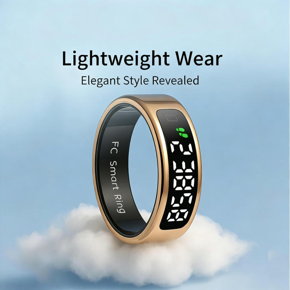 Smart Ring with LED Display — Heart Rate, SpO2, Sleep & Fitness Tracker