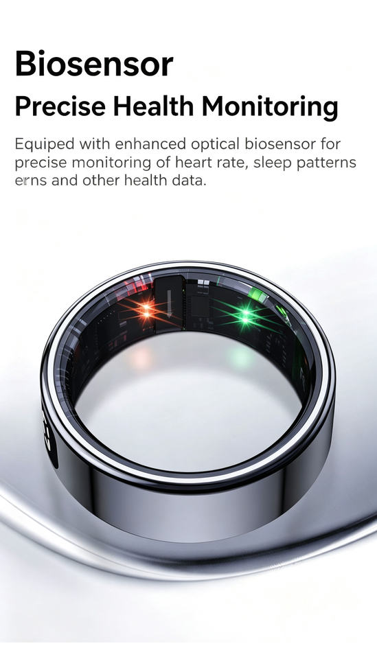 Smart Ring with LED Display — Heart Rate, SpO2, Sleep & Fitness Tracker