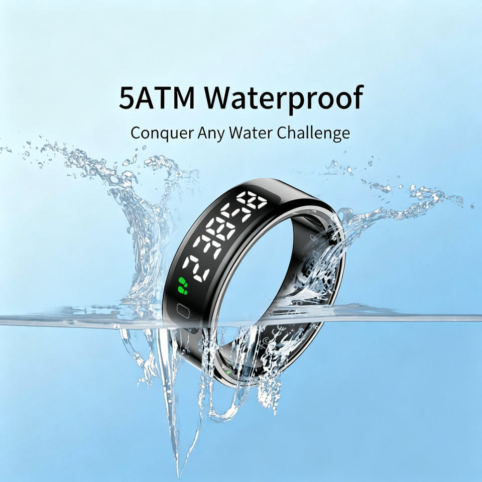Smart Ring with LED Display — Heart Rate, SpO2, Sleep & Fitness Tracker