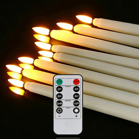 Set of six ivory flameless LED taper candles