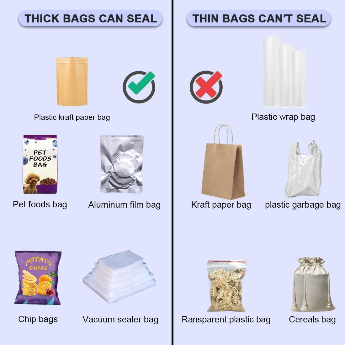 Bag Sealer Heat Sealer Chip Bag Sealer Heat Seal  Handheld Bag Sealer for Food Storage,Portable Sealer Machine for Snack Bags Plastic Bags, Food Bag. (Dark Purple)